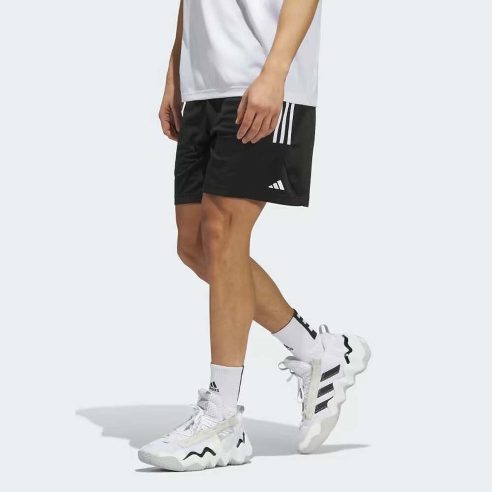 Adidas Men's Small Black White Legends 3-Stripes 11" Basketball Shorts OS29-23